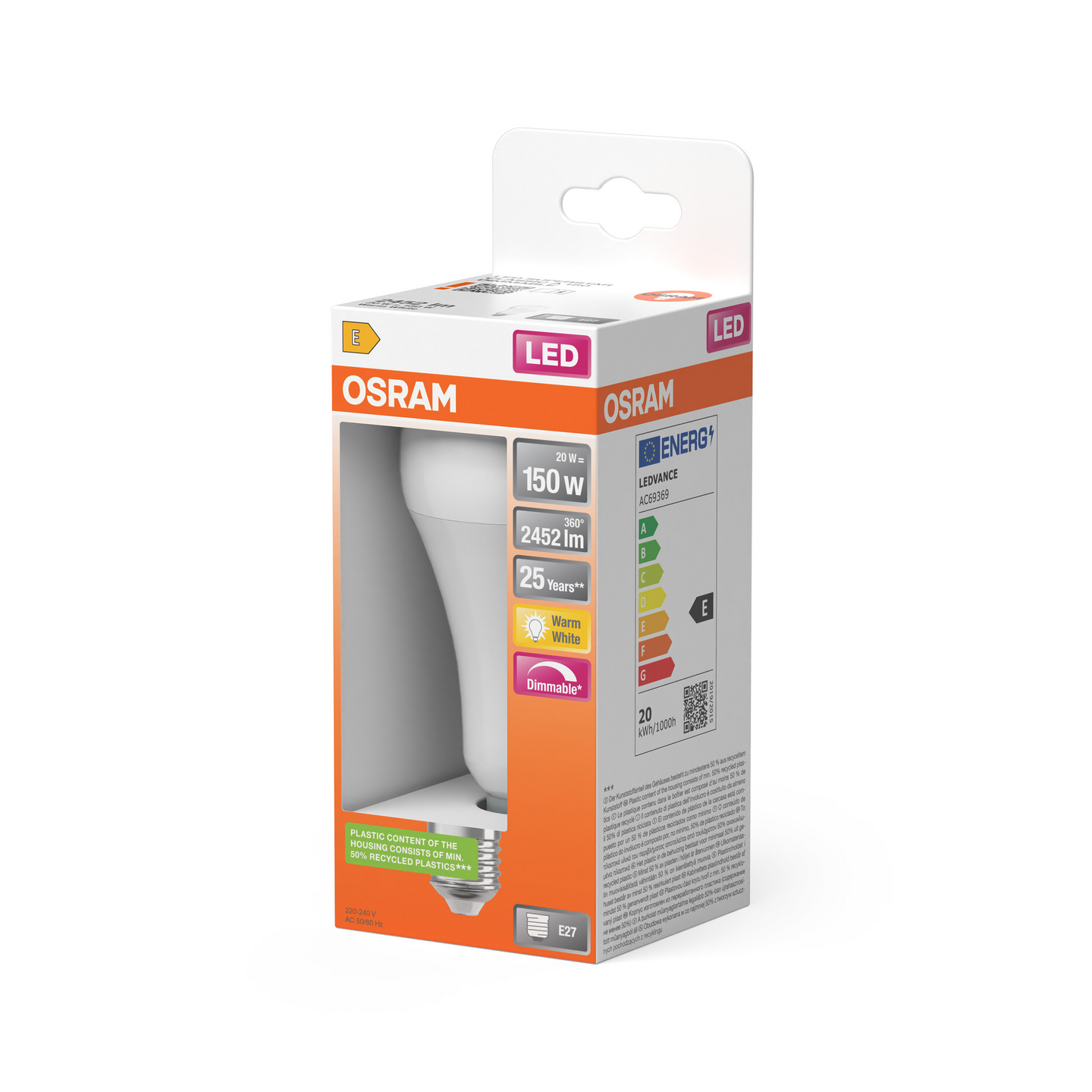 LED CLASSIC A OSRAM 150 21 W/2700K E27