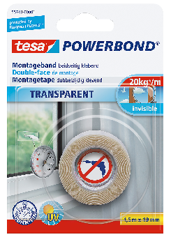 MONTERINGSTAPE 1,5M X 19MM TRANSP