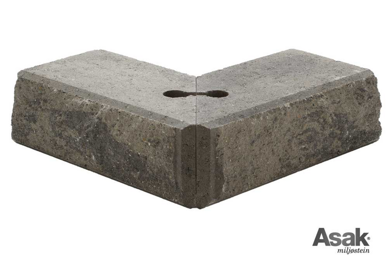 Støttemur Mini Exclusive Gråmix utvendig hjørne - Asak