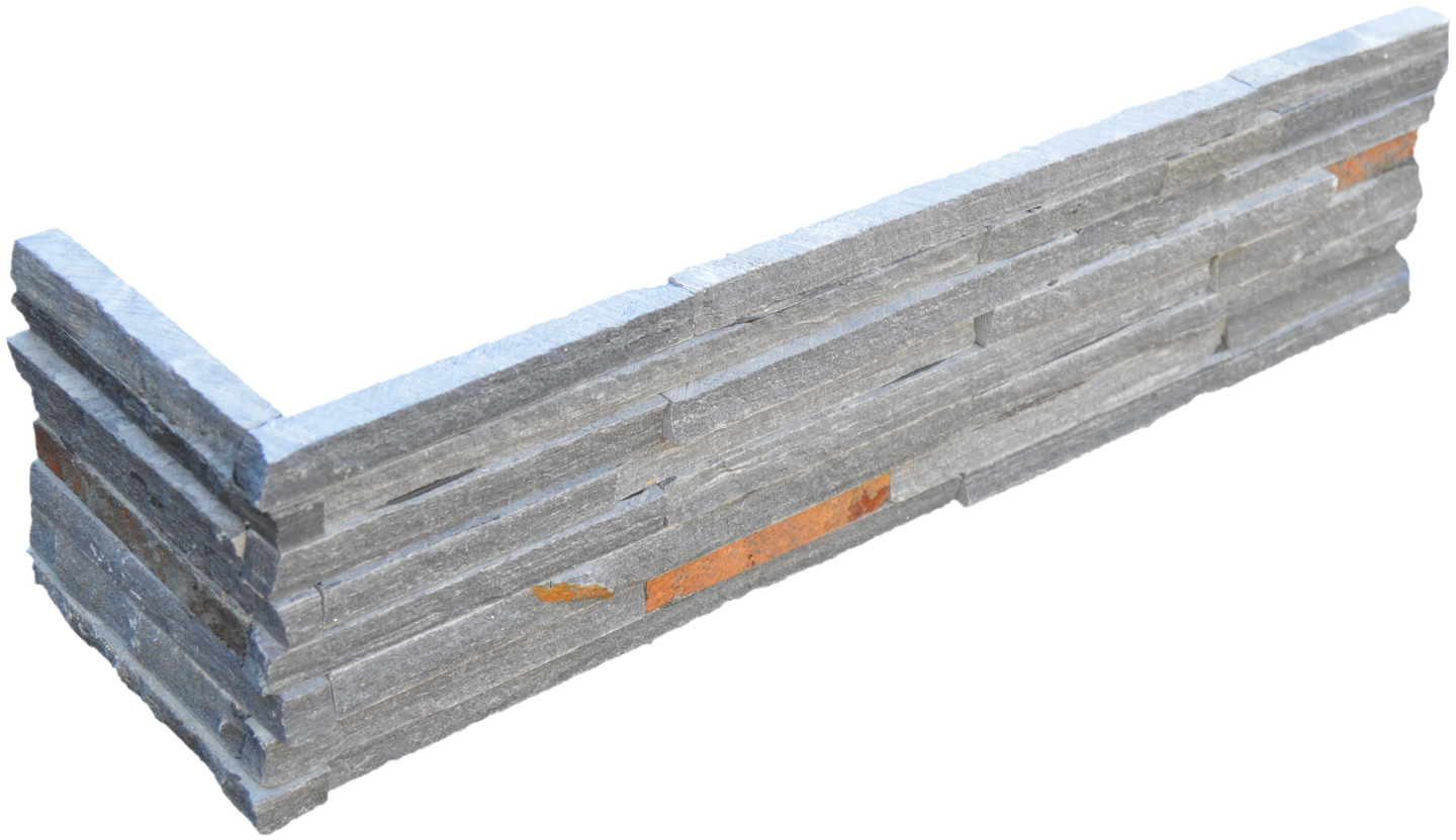 Forblendingsstein Smalstripet sort/rust utvendig hjørne - Stone Wall