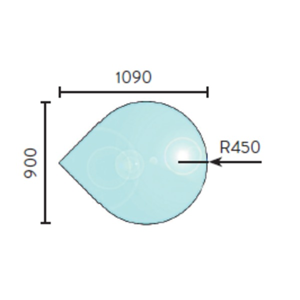 Gulvplate herdet glass 900x1090  - Jøtul