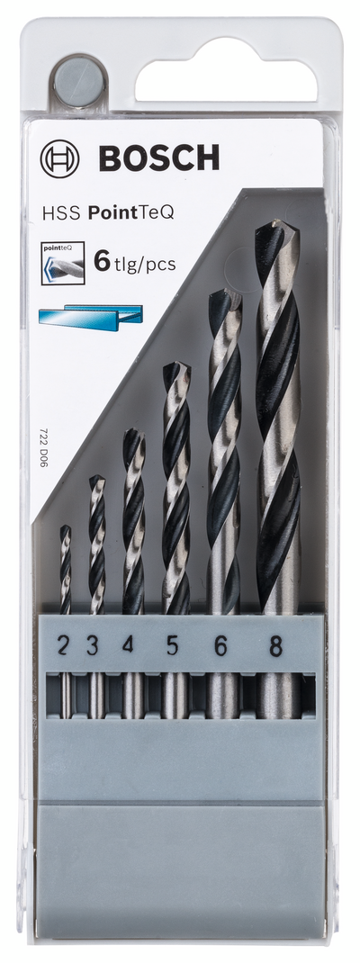 Metalliporanteräsarja Bosch 6-os. 2-8mm HSS-R Pointtec