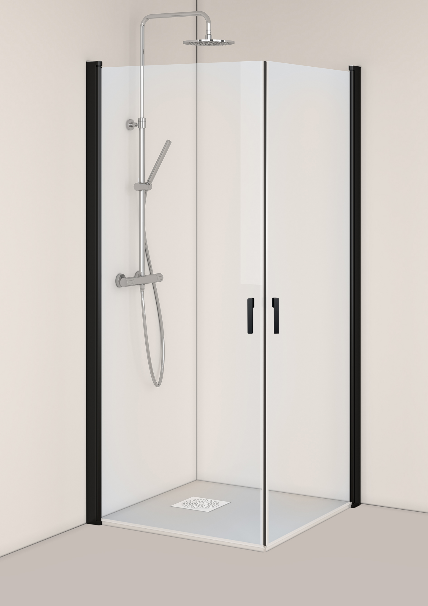 DUSJHJØRNE C 90X90 KLART GLASS SORT