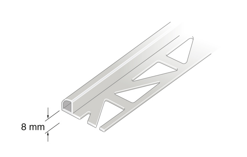 FLISLIST HALVRUND 8 MM MATT ALU