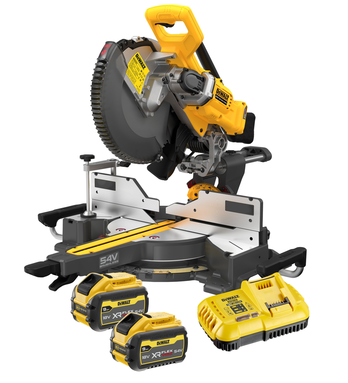 Akkukatkaisu- ja jiirisaha DeWalt DCS781X2 54V 305mm XR 2X9,0Ah