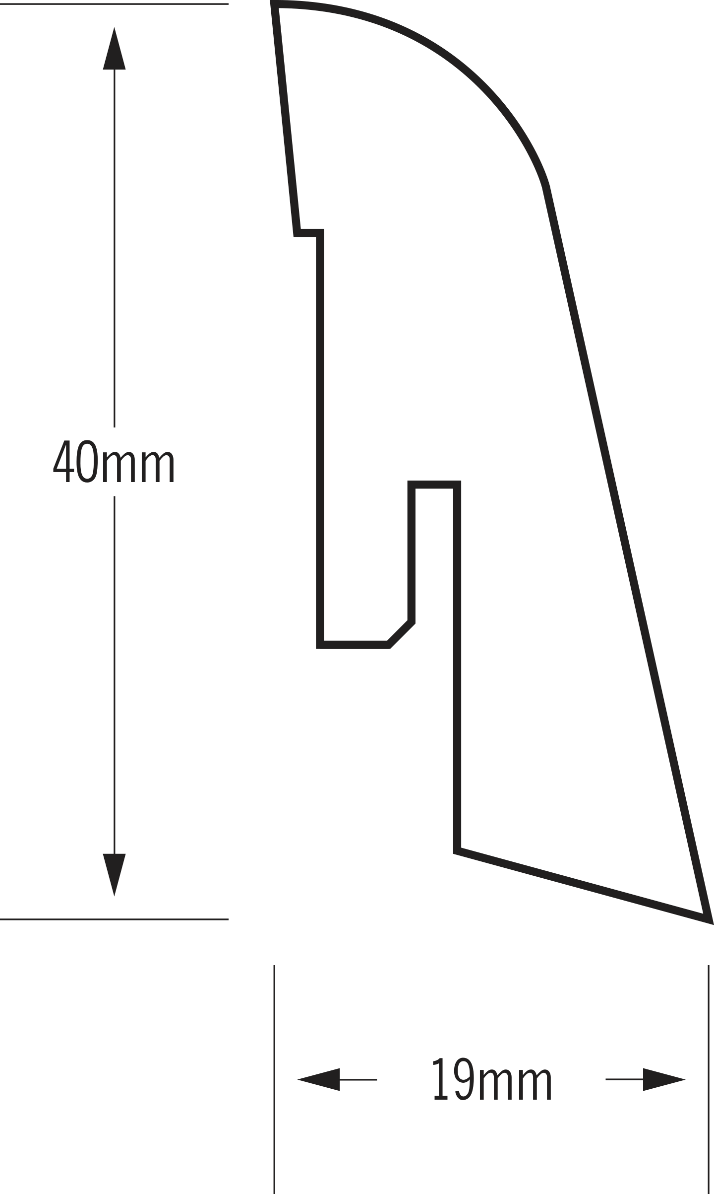 SOCKEL KÄHRS EK FA MATT LA 19/40 2.4, MATTLACK 19X40X2400