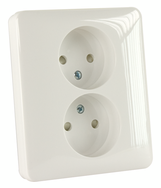 Uppopistorasia Schneider Electric Exxact 2-osainen maadoittamaton valkoinen
