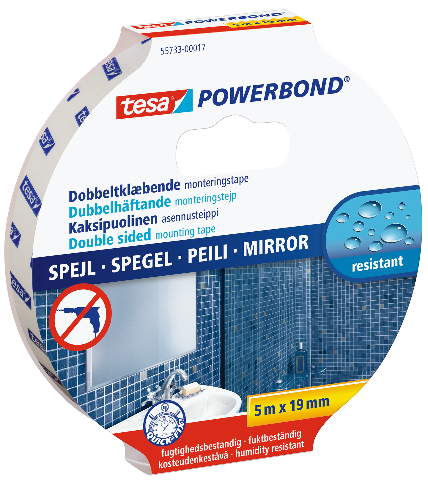 Asennusteippi Tesa 55733 19mmx5m peileille