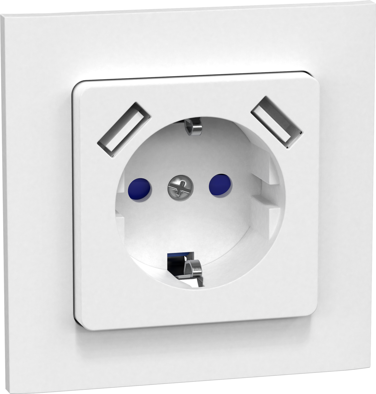 VÄGGUTTAG 1-V +2USB INF JORD VIT 16A 2,1A CONNECT 2 HOME