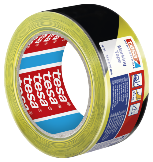 Varoitusteippi Tesa 60760 50mmx33m kelta/musta