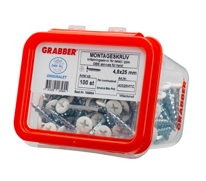 GIPSSKRUV GRABBER 433-25 VIT4.8X25 100