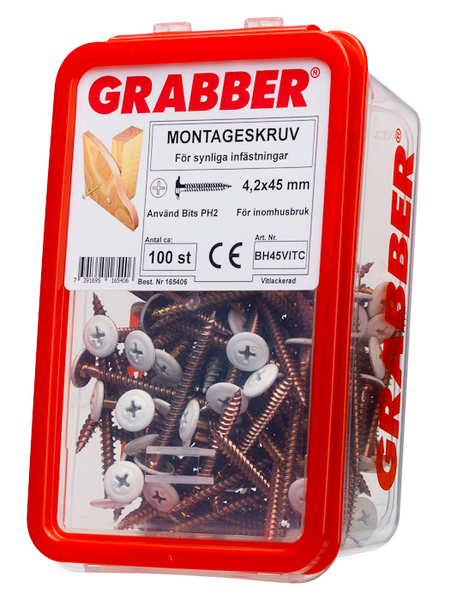MONTAGESKRUV GRABBER BH45 VIT 100P