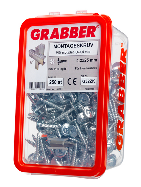 MONTAGESKRUV GRABBER G32ZK 250, BITS 2T 4,2X25 250ST