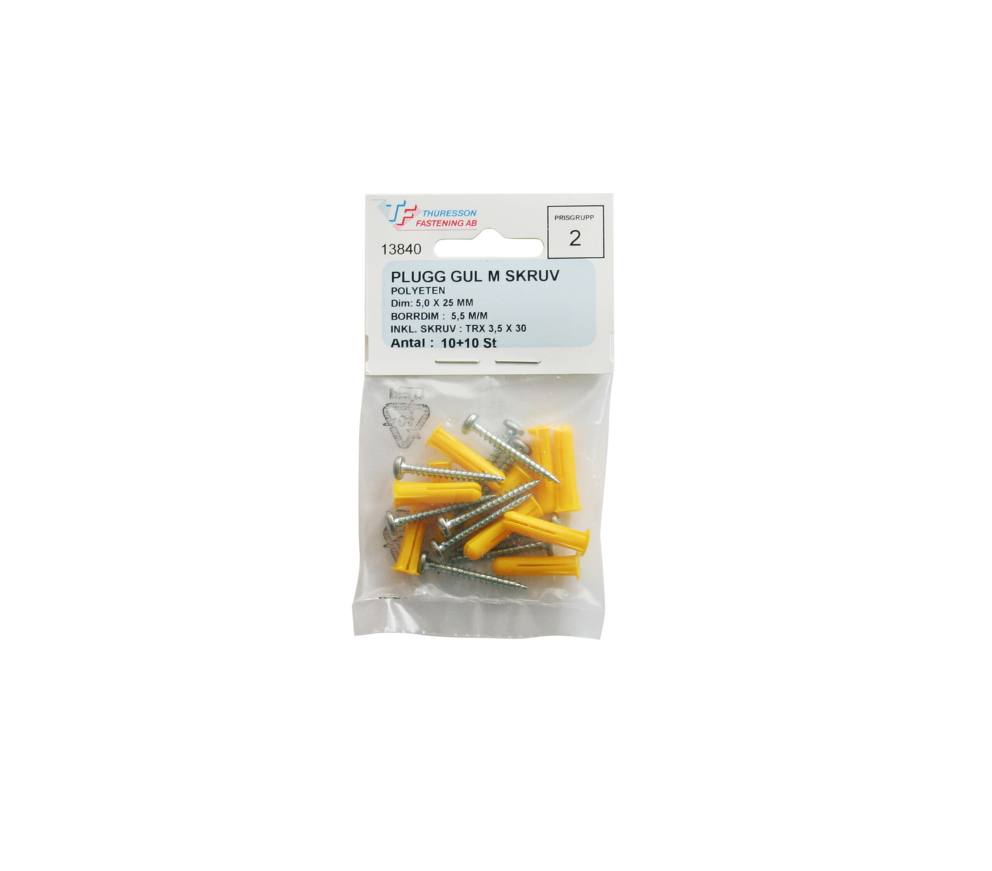 PLUGG THURESSON FASTENING GUL +TRX3.5X30 13840 10P