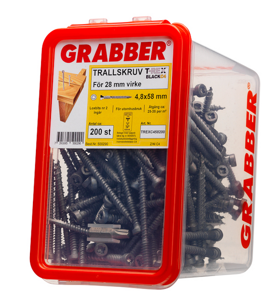 TRALLSKRUV GRABBER TREXC C4 4,8X58 200, TREXC458200 BLACK C4