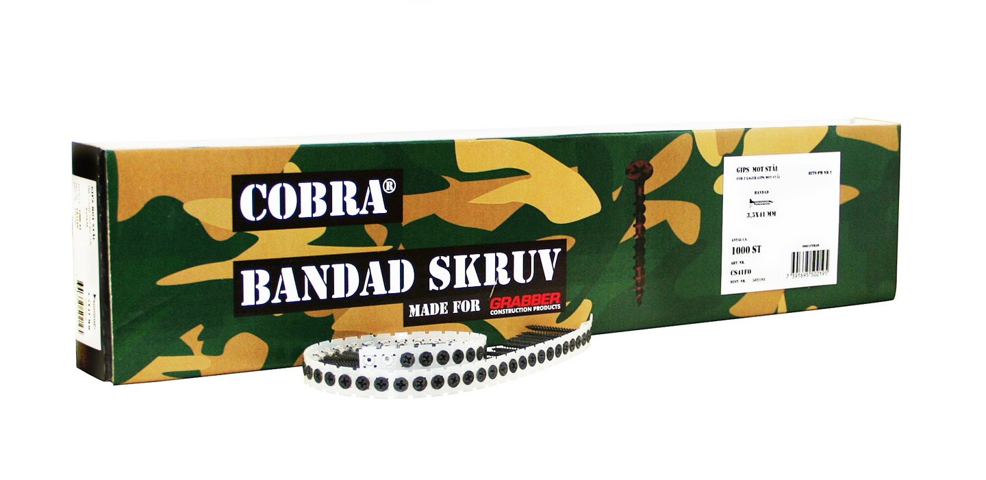 GIPSSKRUV GRABBER BAND CS41FO ST3,5X41, FOSFATERAD 3,5X41 1000ST