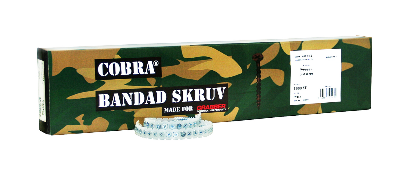 GIPSSKRUV GRABBER BAND CT41Z TRÄ3,9X41, ZINKAD 3,9X41 1000ST