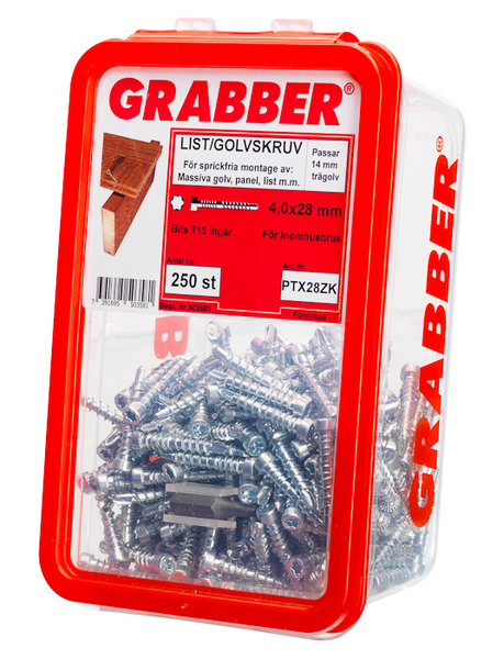 GOLV&LISTSKRUV GRABBER ZINK 4,0X28 250