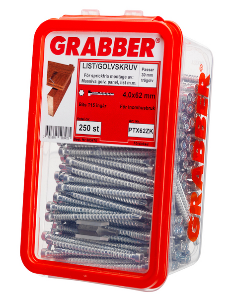 GOLV&LISTSKRUV GRABBER ZINK 4,0X62 250
