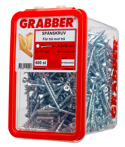 SPÅNSKRUV FZB BITS GRABBER T20 SPÅR 17 4,3X42 600ST