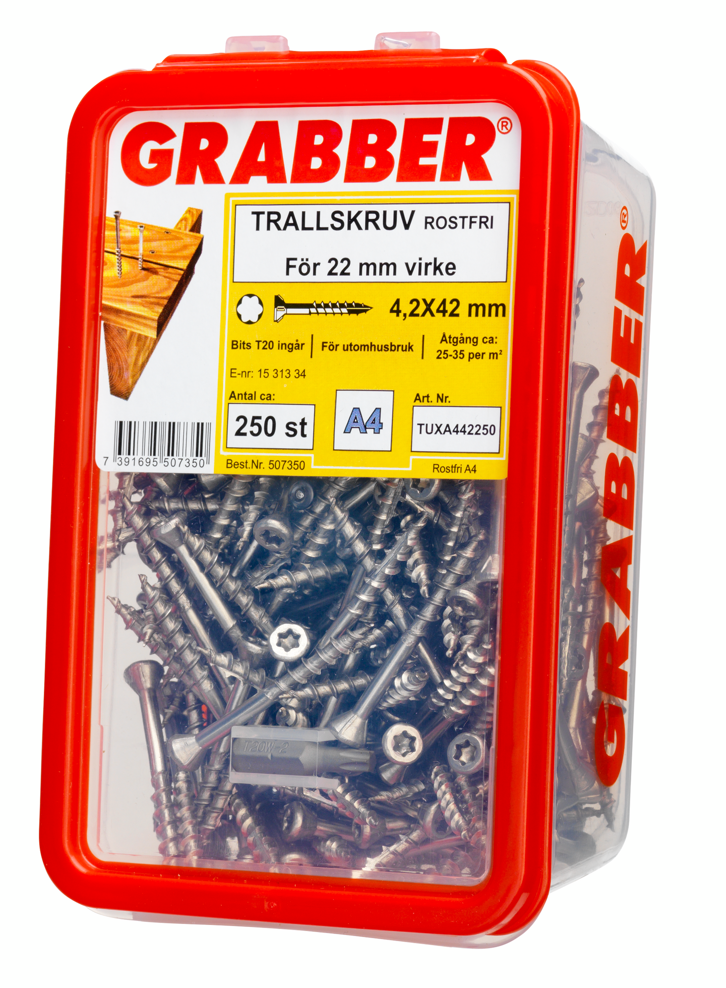 TRALLSKRUV GRABBER FRÄSSPETS SPÅR17, T20 A4 4,2X42