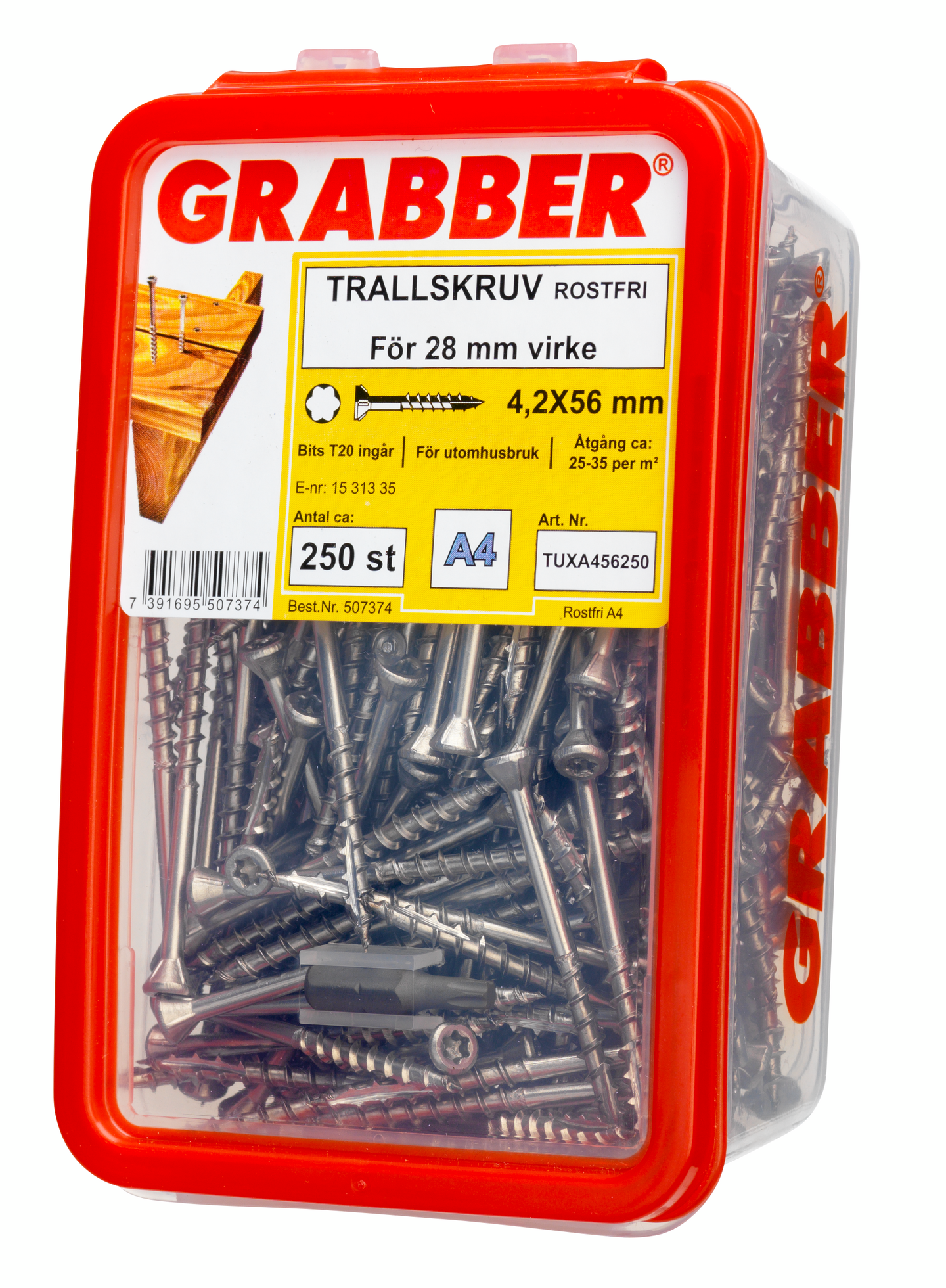TRALLSKRUV GRABBER FRÄSSPETS SPÅR17, T20 A4 4,2X55