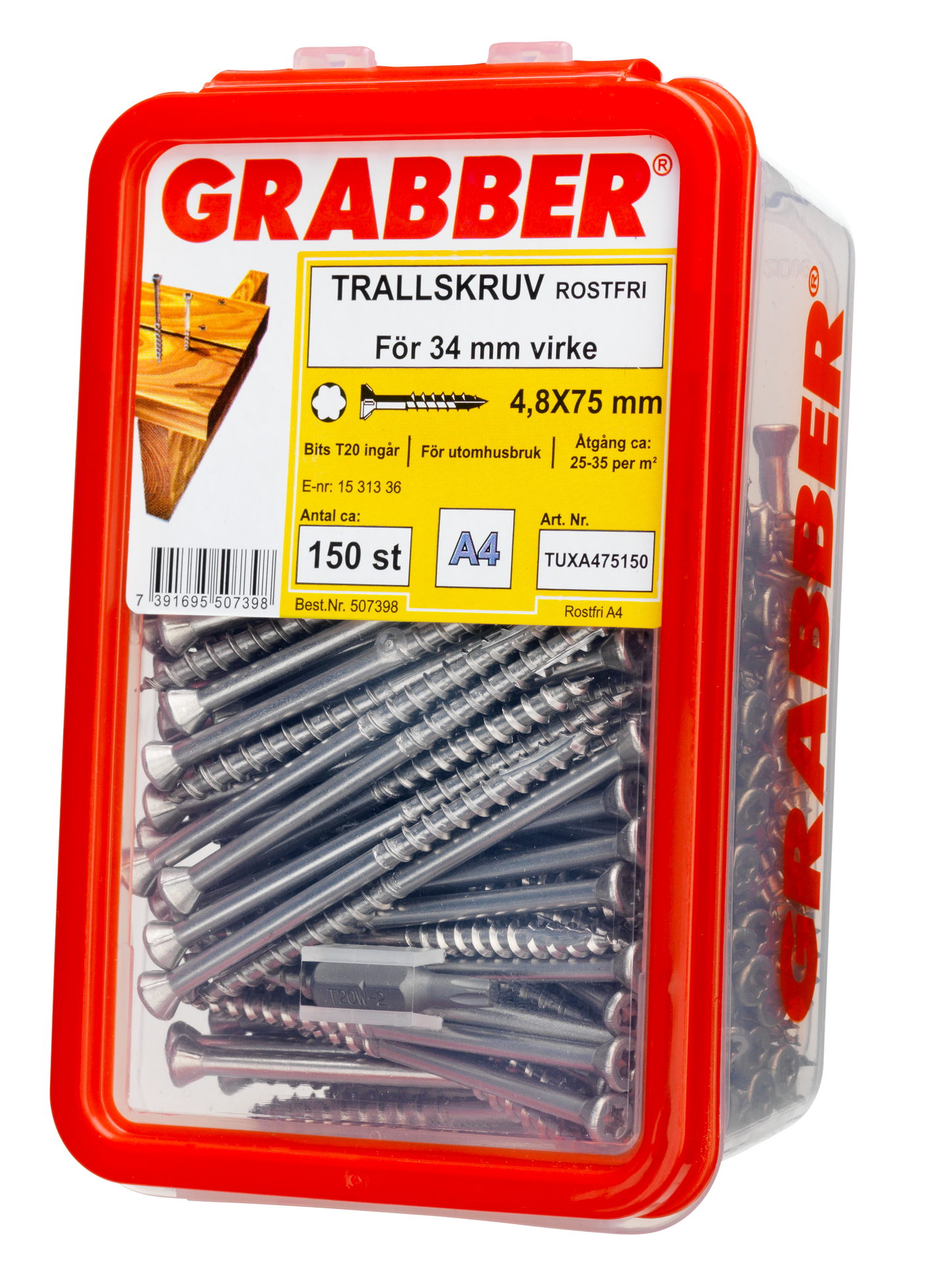 TRALLSKRUV GRABBER FRÄSSPETS SPÅR17, T20 A4 F4,8X75