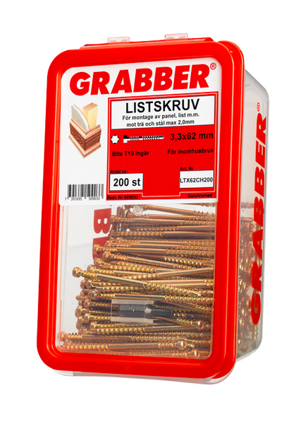 LISTSKRUV GRABBER GULKROM 3,3X62