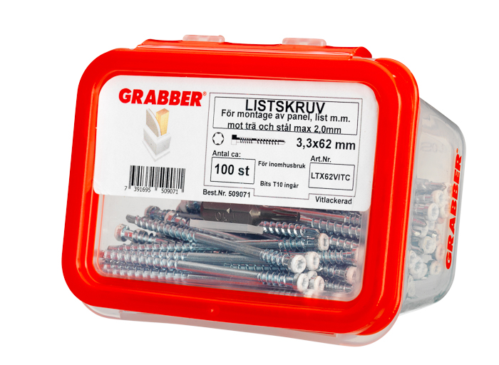 LISTSKRUV GRABBER VIT 3,3X62 100ST