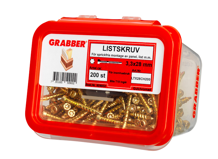 LISTSKRUV GRABBER GULKROM 3,3X28