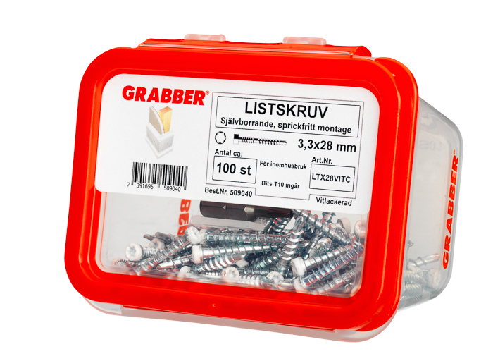 LISTSKRUV GRABBER VIT 3,3X28 100ST