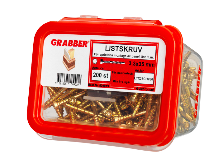 LISTSKRUV GRABBER GULKROM 3,3X35