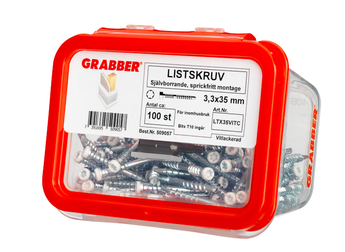 LISTSKRUV GRABBER VIT 3,3X35 100ST