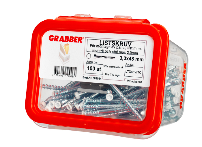 LISTSKRUV GRABBER VIT 3,3X48 100ST