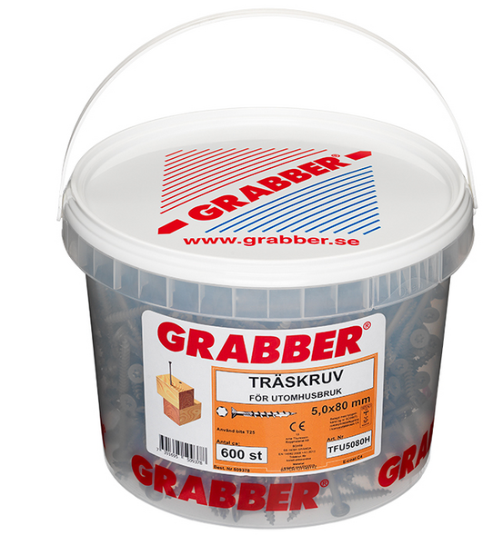 TRÄSKRUV GRABBER FÖRSÄNKT CA E-COAT, BITS T25 UTV 5,0X80 60ST