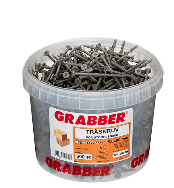 TRÄSKRUV GRABBER FÖRSÄNKT CA E-COAT, BITS T25 UTV 5,0X80 60ST