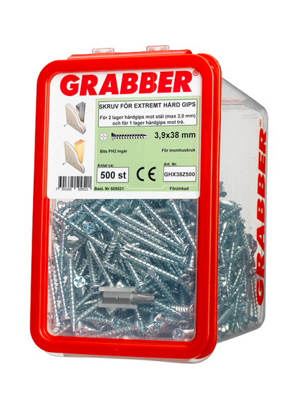 SKRUV GRABBER FÖR EXTREMT HÅRD GIPS 3,9X38 500ST