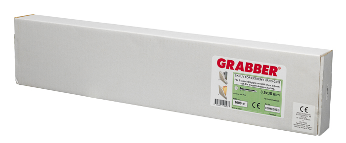 SKRUV GRABBER FÖR EXTREMT HÅRD GIPS BANDAD 3,9X38 1000ST