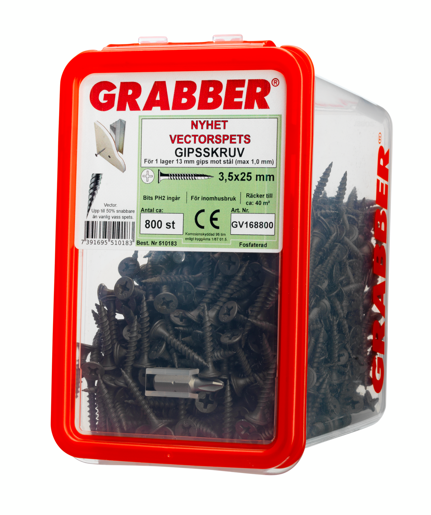 GIPSSKRUV GRABBER GV168800 1LAG VECTOR, 3,5X25 800ST