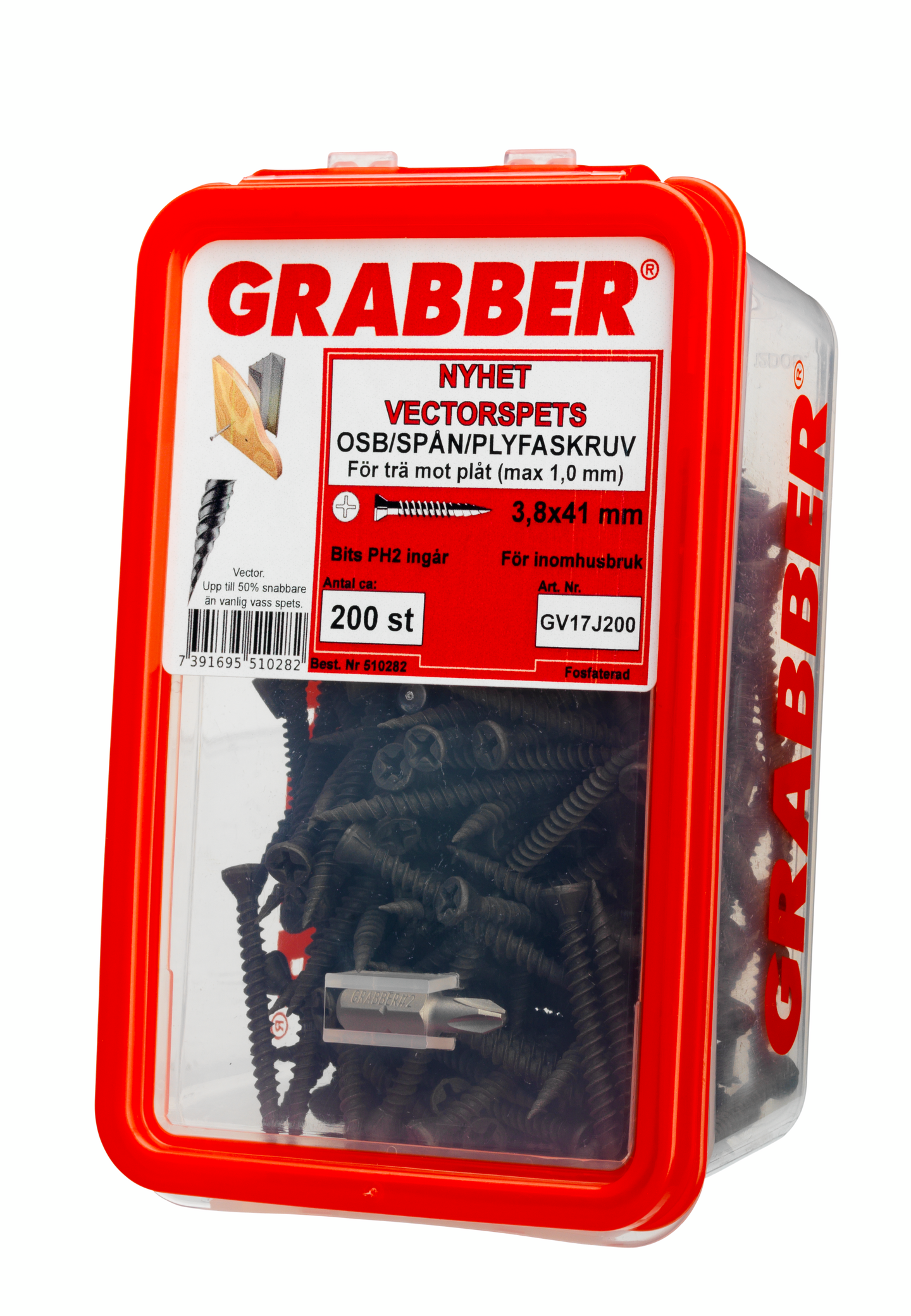 OSB/SPÅN/PLYFASKRUV GRABBER GV17J200, VECTOR 3,8X42 200ST