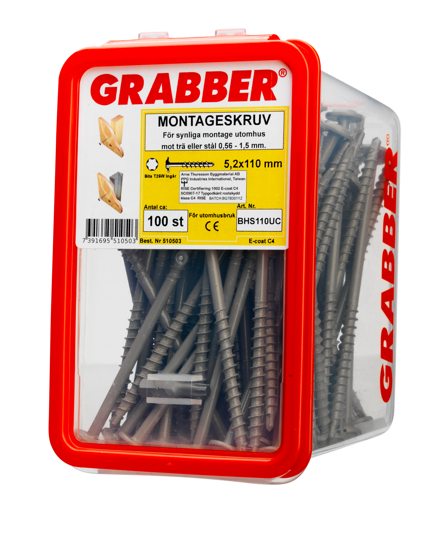 MONTAGESKRUV GRABBER UTV SJÄLVBORRANDE, 5,2X110 100ST