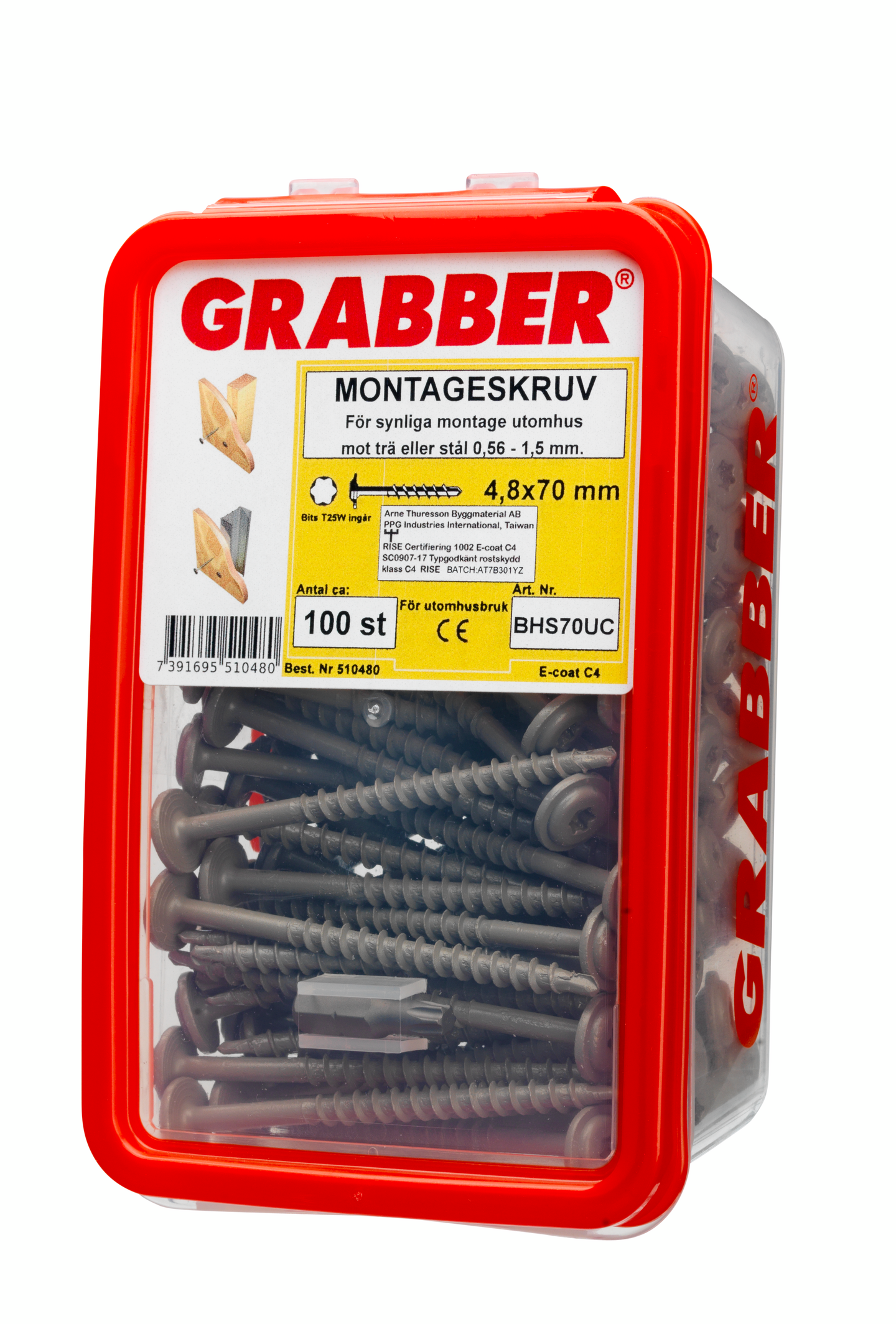 MONTAGESKRUV GRABBER UTV SJÄLVBORRANDE, 4,8X70 100ST