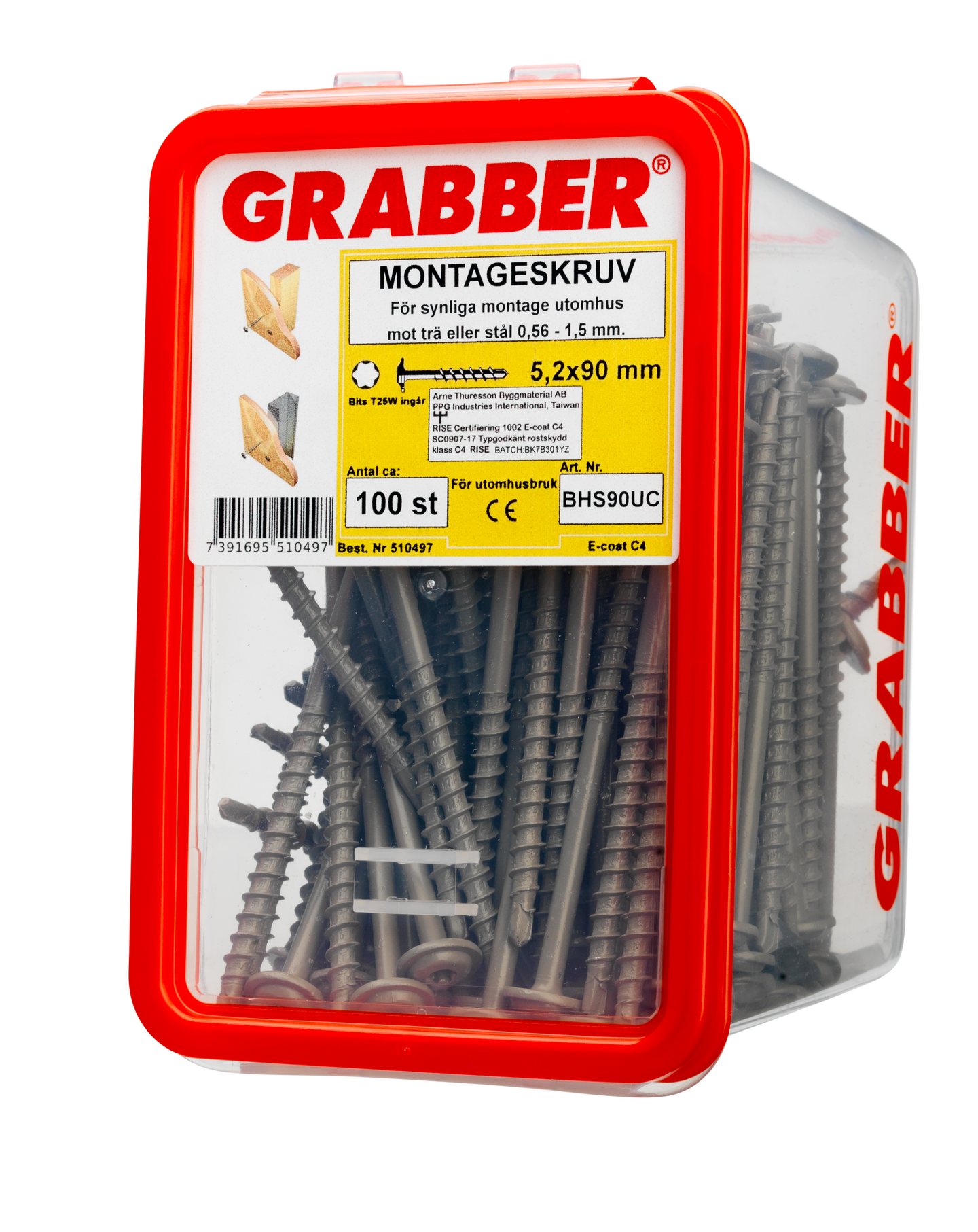 MONTAGESKRUV GRABBER UTV SJÄLVBORRANDE, 5,2X90 100ST