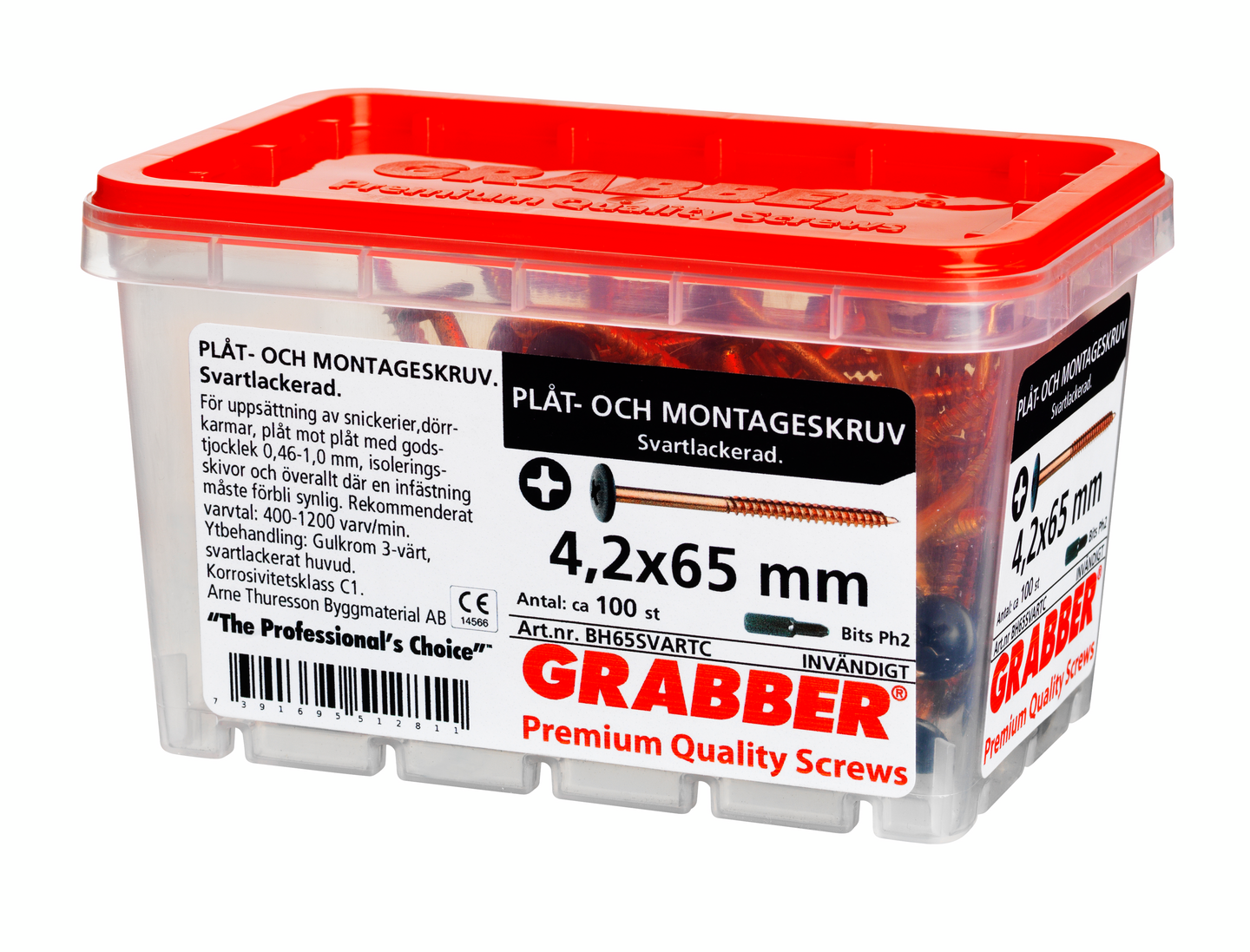 MONTAGESKRUV GRABBER SVART 4,2X65