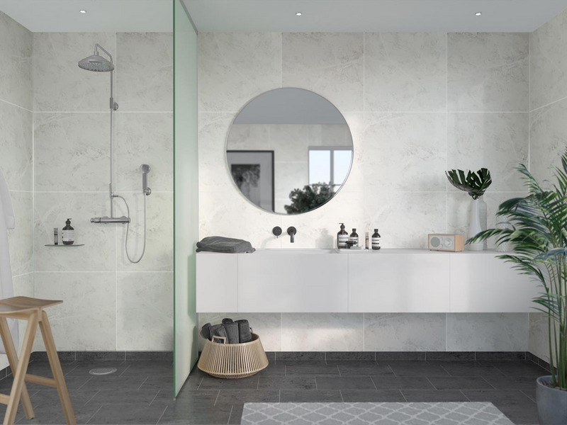 VÄGGSKIVA FIBO 2273-M6060S WHITE MARBLE 10X620X2400MM