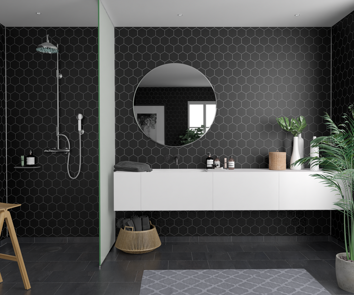 Sisustuslevy Fibo 2024-M71 S Black (Hexagon)