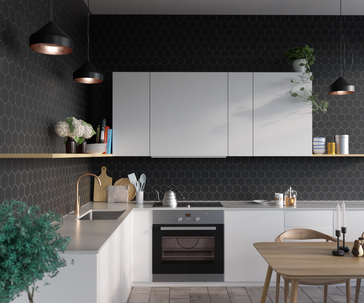 Sisustuslevy Fibo 2024-M71 S Black (Hexagon)