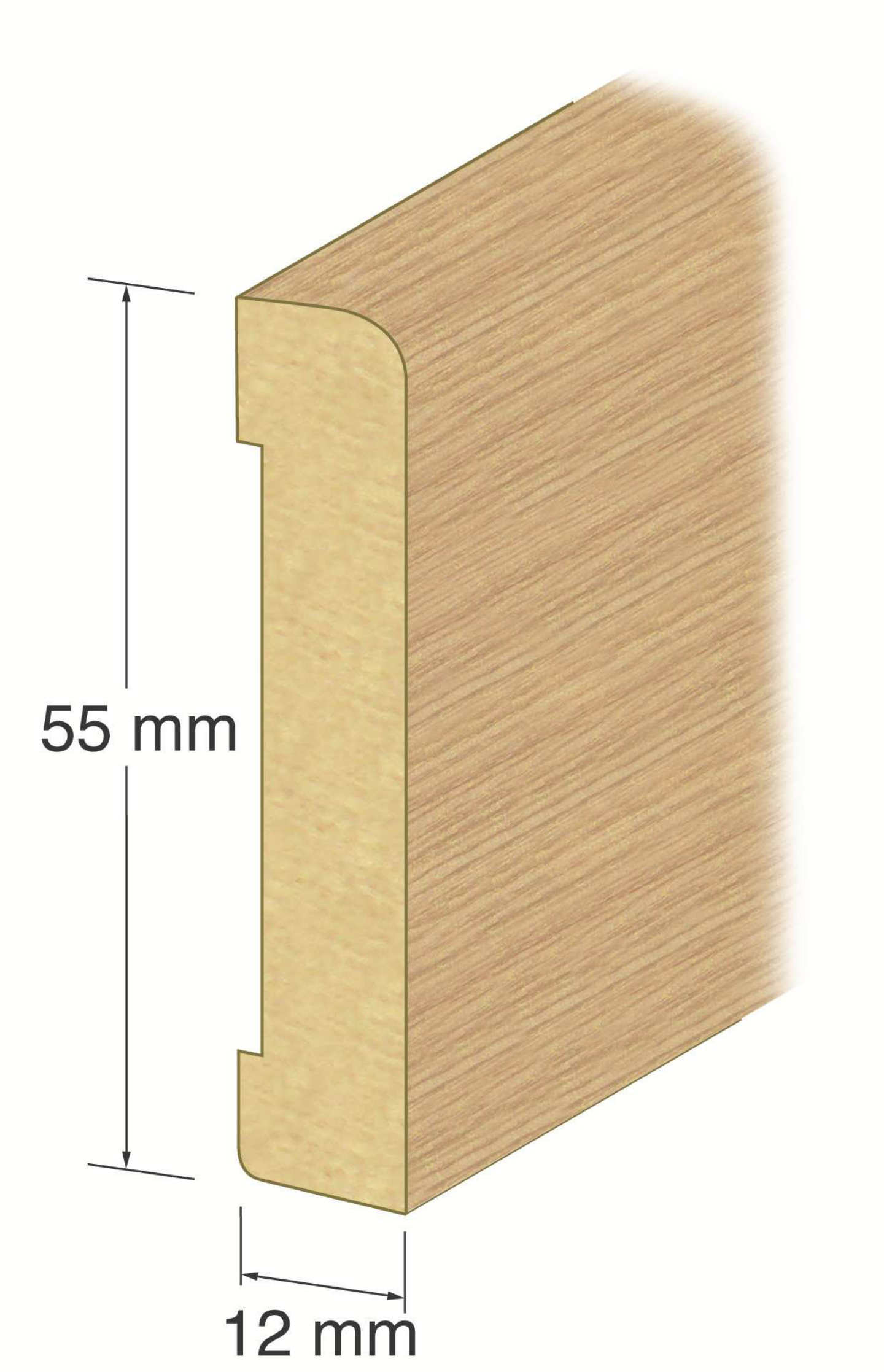 GOLVSOCKEL DURI EK 12X55MM 240CM, SLÄT
