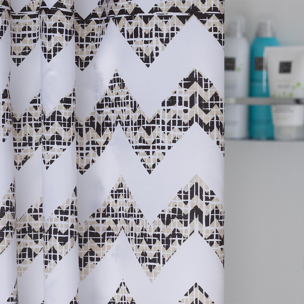 Suihkuverho motif musta tekstiili