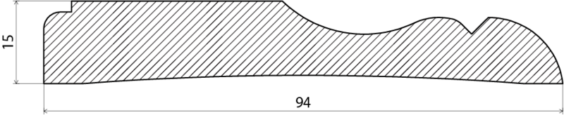 FODER EHL PROLIST ALLMOGE 15X95X2200MM VIT, FURU VIT